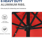 ABCCANOPY Durable Solar Led Patio Umbrellas with 24LED Lights 7.5FT with 6 Sturdy Ribs (Logo Red)
