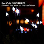 2 Pack Each 8 LEDs Solar Garden Lights Waterproof Outdoor Landscape Path Firefly Lights Single Spike Bulb Swaying Light Cold White