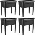4 Pcs Plastic Raised Garden Beds with Legs，16 Gallon Outdoor Elevated Garden Planter Box，Perfect for Flowers, Vegetables, and Herbs