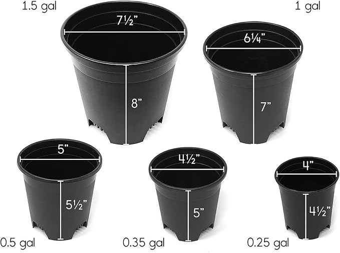 Wholesale Nursery Pot in Bulk 30-Pack 1.5 Gallon Plastic Planters for Outdoor Indoor Plants Gardening Flower Pots with Drainage Holes Color Black