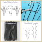 Garden Plant Trellis for Indoor Plants, Stackable Metal Trellis Supports for Climbing Plants or Houseplants, 3 Pack, Black (10"(W) x 17"(H))