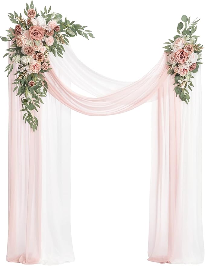Artificial Flowers Wedding Arch Kit, Dusty Rose and Cream, 4 Pieces