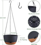 Hanging Planters for Indoor Plants, Set of 2 8/10 Inch Self-Watering Hanging Pots with Drainage Hole & Removable Water-Storage Tray II Screw-in Hooks