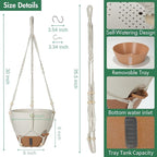 Self-Watering Hanging Planters for Indoor Plants Set 2-Piece Includes Plant Hanging Pot, Drainage-Hole Hanging Pot, and Hanging Basket Rack (10 Inches, White)