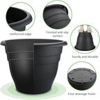 3 Pack 20 Inch Large Plant Pots for Outdoor,Heavy Duty Extra Large Deep Garden Planter with Drainage Holes,Sturdy Textured Black Flower Pot for Trees,Shrubs,Patio,Lawn