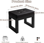 IBUYKE 16 Inch Small Foot Stool Ottoman, Rectangle PU Faux Leather Foot Rest with Padded Seat and Metal Legs, Modern Ottoman Foot Rest for Living Room Bedroom Entryway Couch, Black WBD026B