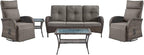 5 Piece Patio Furniture Set with Swivel Recliner Chair - Removable Outdoor Patio Couch Set, Chaise Lounge Chair Outdoor with Adjustable Backrest and Footrest and Coffee Table for Casual Gathering