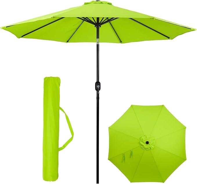 Backyard Expressions 9 ft. Patio Umbrella, Market Table Umbrella w/Tilt and Crank, 8 Ribs