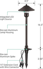 EDISHINE Low Voltage Pathway Lights, 3W 150 LM 3000K 16.5“ Tall LED Landscape Lights, 12V AC/DC 50,000Hrs Waterproof Aluminum Housing Outdoor Landscape Lighting for Path, Yard, Garden