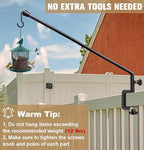 38 Inch Extended Reach Deck Hook Hanger for Railing, Heavy Duty Outdoor Plant Hook Holder for Hanging Bird Feeder Flower Basket Planter or Lanterns, 2 Packs