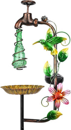 Bshine Solar Garden Decoration Outdoor Light - Waterdrop Metal Hummingbird Solar Stake,Waterproof Garden Decor Path,Lawn and Yard Art Gift for Mom, Green