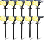 Kaxiida Solar Lights Outdoor Waterproof IP68, 3 Lighting Models Solar Powered Spot Lights Outdoor, 56LED Solar Light Dusk to Dawn for Yard Patio Garden Pathway Landscape Lighting (Warm White,10 Pack)
