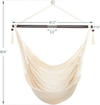 Bathonly Large Hammock Chair with Spreader Bar, Caribbean Hammock Swing Chair, XL Hammock Chair Outdoor Indoor, 330 LBS Weight Capacity, Beige