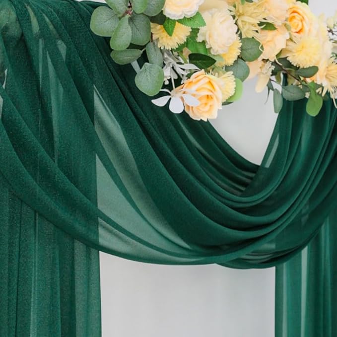 Outdoor Curtain Sheer Chiffon Arch Drape Emerald Green 29 x 236 In