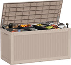 100 Gallon Waterproof Large Resin Deck Box, Lockable Storage Container by GGYI