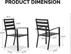 VINGLI Outdoor Dining Chairs Set of 4, Metal Frame Patio Chairs with Armrests, Patio Dining Chairs Garden Chairs for Yard, Front Porch and Deck, Black