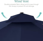 Best Choice Products 10x10ft Cantilever Patio Umbrella w/Base Included, Solar LED Lights 360 Rotation Large Offset Hanging Outdoor Shade for Deck Pool Backyard w/Stand – Navy Blue