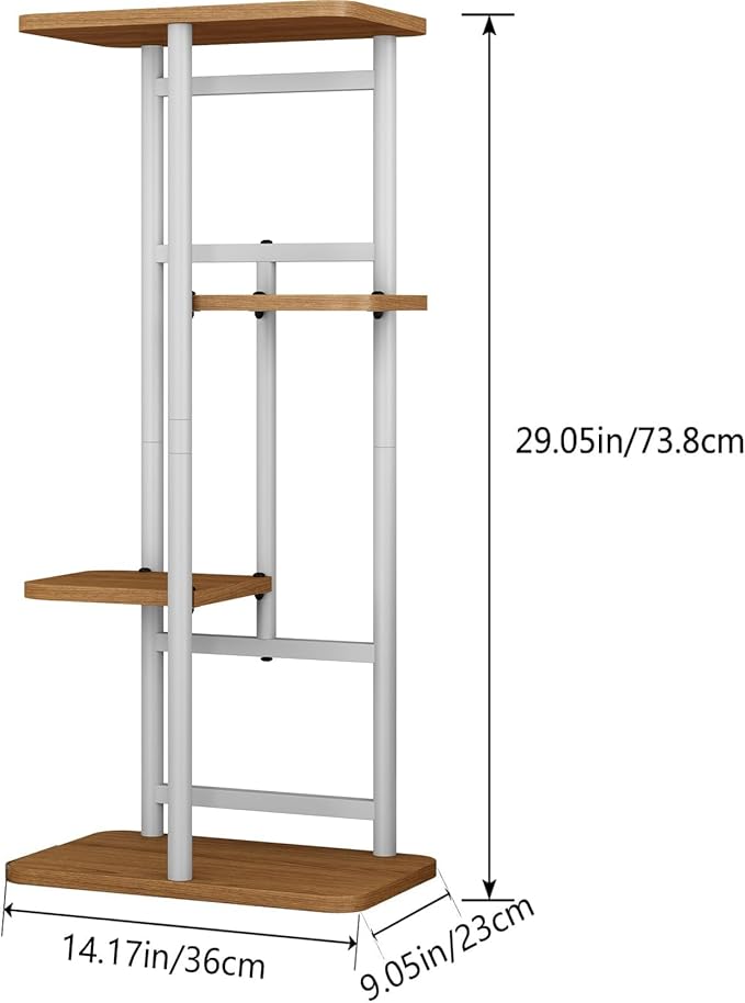 LINZINAR Plant Stand Indoor 4 Tier 5 Potted Multiple Plant Shelf Stands for Garden Corner Balcony Living Room White