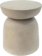 Christopher Knight Home Stela Patio Lightweight Concrete Drum Side Table, Outdoor MGO End Table, Coffee Table for Chat Set, Round Top Cement for Outside, Garden, Poolside, Light Grey