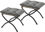 15"(H) Folding Ottoman, Set of 2, Foldable Footrest Stool, Small Foot Stool for Couch, Collapsible Foot Rest Ottoman for Sofa, Accent Padded Ottomans for Living Room, Bedroom, Dark Grey