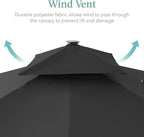 Best Choice Products 10x10ft Cantilever Patio Umbrella w/Base Included, Solar LED Lights 360 Rotation Large Offset Hanging Outdoor Shade for Deck Pool Backyard w/Stand – Gray