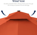 Best Choice Products 9x12ft LED Cantilever Patio Umbrella w/Base Included & 360° Rotation, Large Solar Offset Hanging Outdoor Sun Shade for Deck, Backyard Table w/Stand & Lights – Rust