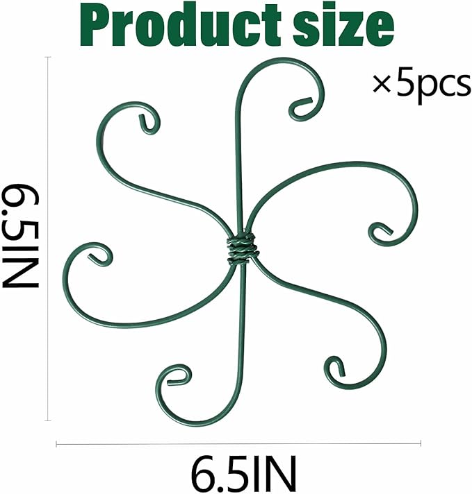 Monstera Plant Stem Support - 5 Pack 6.5"x6.5" Green Metal Stem Stabilizers, Adjustable Ring Clamps for Indoor Plants, Fishbone Cactus, Turtle Shell Bamboo & Climbing Vines