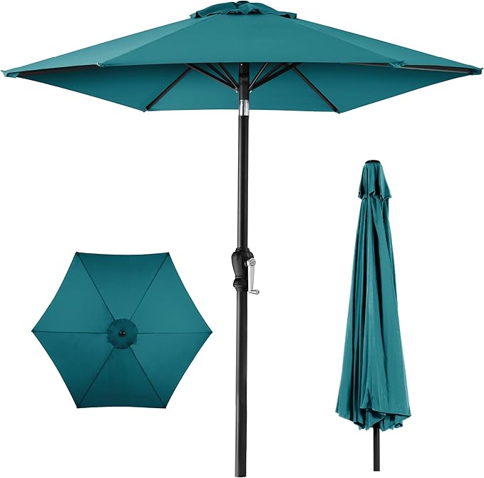 Best Choice Products 10ft Outdoor Table Compatible Steel Polyester Market Patio Umbrella w/Crank and Easy Push Button Tilt