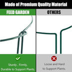 FEED GARDEN 12 Pack Plant Support Stakes, Peony Cages and Supports, Metal Garden Plant Stake(10" Wide x 16" High) Green Half Round Plant Support Rings for Outdoor Indoor Plants, Tomato, Hydrangea