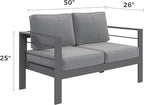 Kiss the Water Outdoor Patio Furniture Loveseat Sofa, All-Weather Metal Aluminum Patio Couch with 5" Thick and Soft Cushion and Wide Arm, Outdoor Couch for Balcony, Porch, Backyard