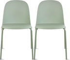 2xhome Set of 2 Modern Stackable Armless Dining Chairs, Plastic Shell Seat with Metal Legs for Indoor Outdoor Home Kitchen Patio Cafe, Green