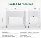 Raised Garden Bed with Legs, 28.9" Tall Self-Watering Raised Planter Box with Lockable Wheels, Drainage Plug and Gauge for Vegetables Flowers, Rustproof Resin for Backyard Patio (Ashen)