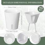 20 Pcs 3 Inch Self Watering Pots Self Watering Planters for Indoor Planters Plastic Garden Flower Pots with Level Indicator Vents for Herbs