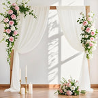 Outdoor Curtains: Ivory Sheer Wedding Arch Drapes, 2 Panels, 29 x 240 Inch