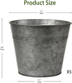 Briful 5PCS Galvanized Buckets 7.1In Rustic Farmhouse Metal Bucket Galvanized Flower Bucket Home Indoor Outdoor Decorative Tin Planters
