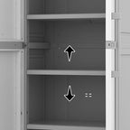 Keter Storage Cabinet with Doors and Shelves for Laundry Room, Garage, Bathroom Accessories, Closet and Home Organization, White & Grey