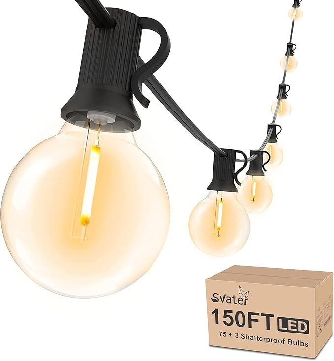 String Lights, 150 FT Warm White LED, Shatterproof and Waterproof