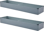 2 Pack 6x1.5x1FT Galvanized Raised Garden Bed Kit, Outdoor Metal Planter Box for Vegetables, Bottomless Rectangular Gardening Bed with Support Rods, Tool-Free Assembly, Gray