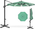 Best Choice Products 10ft Solar LED Cantilever Patio Umbrella, 360-Degree Rotation Hanging Offset Market Outdoor Sun Shade for Backyard, Deck, Poolside w/Lights, Easy Tilt, Cross Base