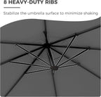 Grand patio 12 FT Sunbrella Cantilever Umbrella with Base Outdoor Aluminum Offset Umbrella with Tilt Adjustment (Charcoal, 12 FT-SUNBRELLA)
