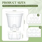 Self Watering Pots for Indoor Plants with Deep Reservoir and High Drainage Holes for Outdoor Plants and Flowers, Bare Root Planter(5.91'',Clear,9 Pcs)