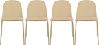2xhome Parent Modern Stackable Armless Dining Chair | Plastic Shell Seat with Metal Legs | Indoor or Outdoor Use | Home Kitchen Patio (4, Beige, Padded Seat)