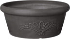 PSW Pot Collection TA30DC 12-inch Plastic/Stone/Wood Composite Bulb Pan Planter – No Drainage Hole (Drillable), Shallow Indoor/Outer Pot for Succulents, Bonsai, Fairy Gardens, Herbs, Dark Charcoal