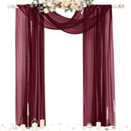 Outdoor Curtains, Burgundy Sheer Chiffon Arch Drape Panel, 29 x 236 Inch