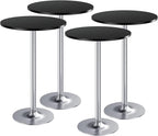 Furmax Bistro Pub Table Round Bar Height Cocktail Table for Home Bar, Small Round Bar Tables for Party, Dining Room, Living Room and Wedding, Metal Base MDF Top Obsidian, 40.6 Inch Height (4, Black-2)