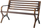 VEVOR Outdoor Bench, 50 inch, Carbon Steel Metal Frame with Slatted Pattern Backrest and Round Edge Armrests, Weatherproof Outside Bench for Patio, Garden, Park, Yard, Front Porch, Antique Bronze