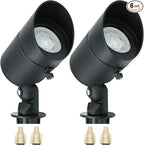Lumina Lighting® 4W Landscape Lighting 12V Landscape Lights Low Voltage Landscape Spotlights Warm White Waterproof Outdoor Replaceable LED Bulb for Garden, Lawn, Porch, Patio and Yard(Black, 2-Pack)