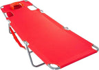 Ostrich The Original Chaise 72 x 22 Inch Lounge Portable Reclining Lounger, Outdoor Patio, Beach, Lawn, Camping, or Pool Tanning Chair, Red