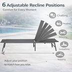 Kozyard 2-Pack Outdoor Lounge Chairs, Foldable Aluminum Frame Patio Chaise Lounge with 5-Position Adjustable Backrest, Assemble-Free, Breathable Textilene Fabric for Poolside Beach (Gray, Notable)