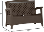 Suncast Outdoor Wicker Love Seat with 23-Gallon Storage, Comfortable Seating for Two, Ergonomic Back Support, All-Weather Furniture for Patio, Deck, and Garden, Java, Made in the USA